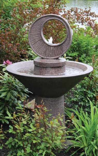 Garden Sunburst Fountain with Light Unique Sculptural Moom Earth